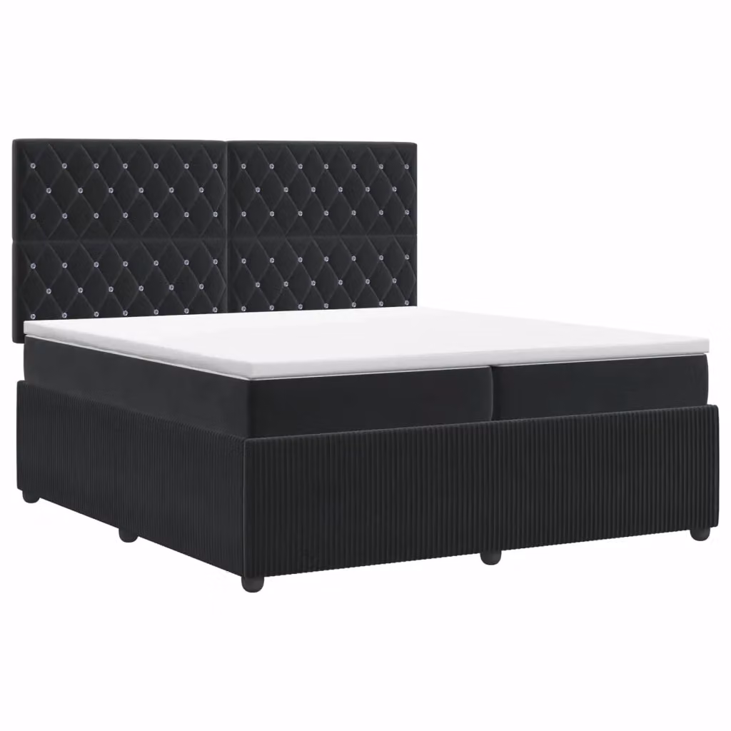 Letto box spring con materasso ibrido vidaXL in velluto nero L/P/H: 200 x 200 x 76,5 cm – 2