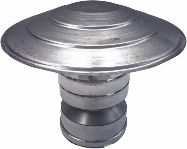 Canna fumaria a parete doppia coibentata in acciaio inox Mbm con terminale a cappello cinese antivento color argento DN 250/300