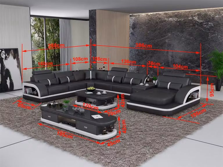 Ledersofa Ecksofa Garnitur Polster U-Form Couch Sofa Design Eckgarnitur Sofas