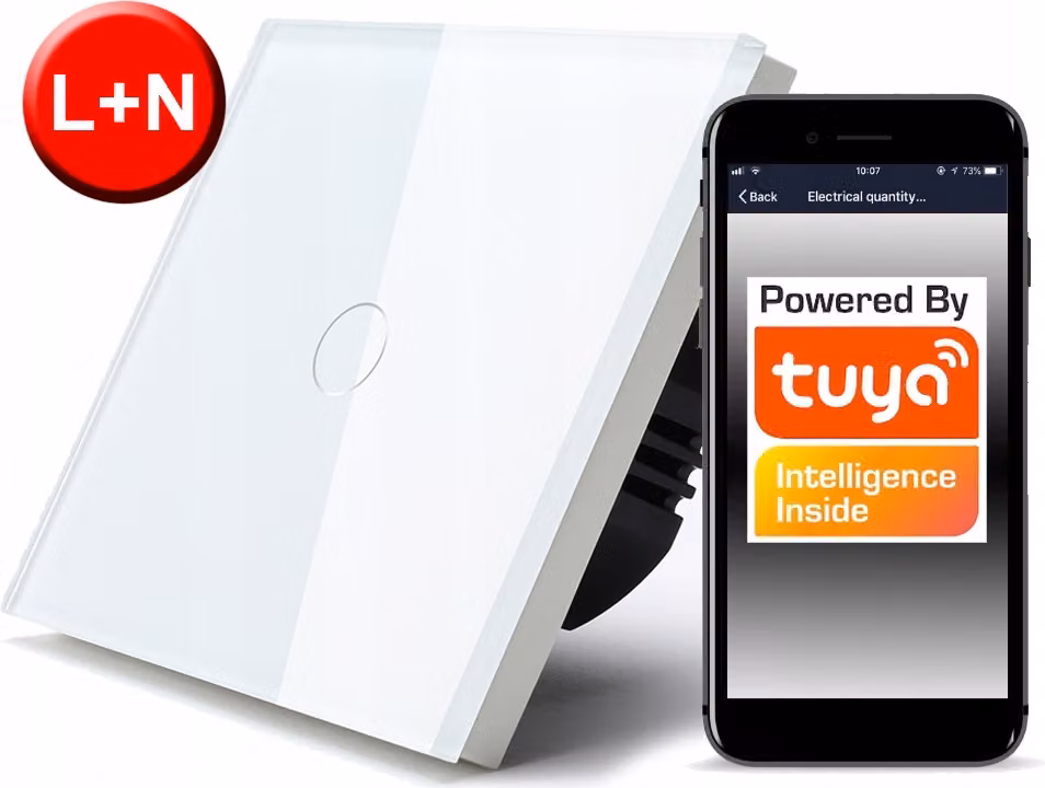 TUYA Interruttore tattile WiFi 1bw bianco # L+N