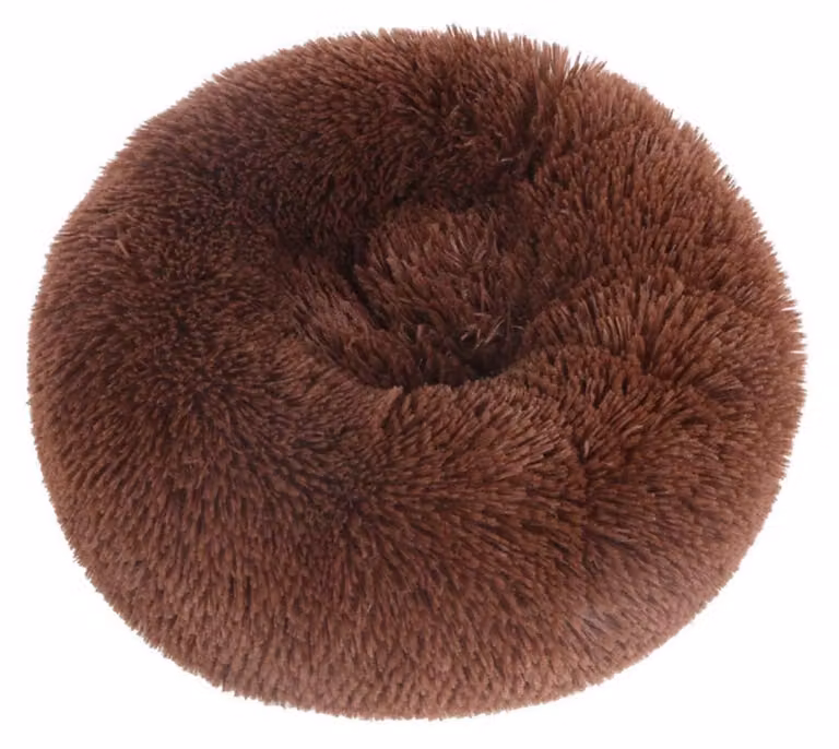 Cuccia per cani, cuccia per gatti, cuccia per animali domestici, divano rotondo, lavabile, in peluche, forma a ciambella, adatta a cani di grossa taglia, base impermeabile, colore marrone, diametro 100 cm