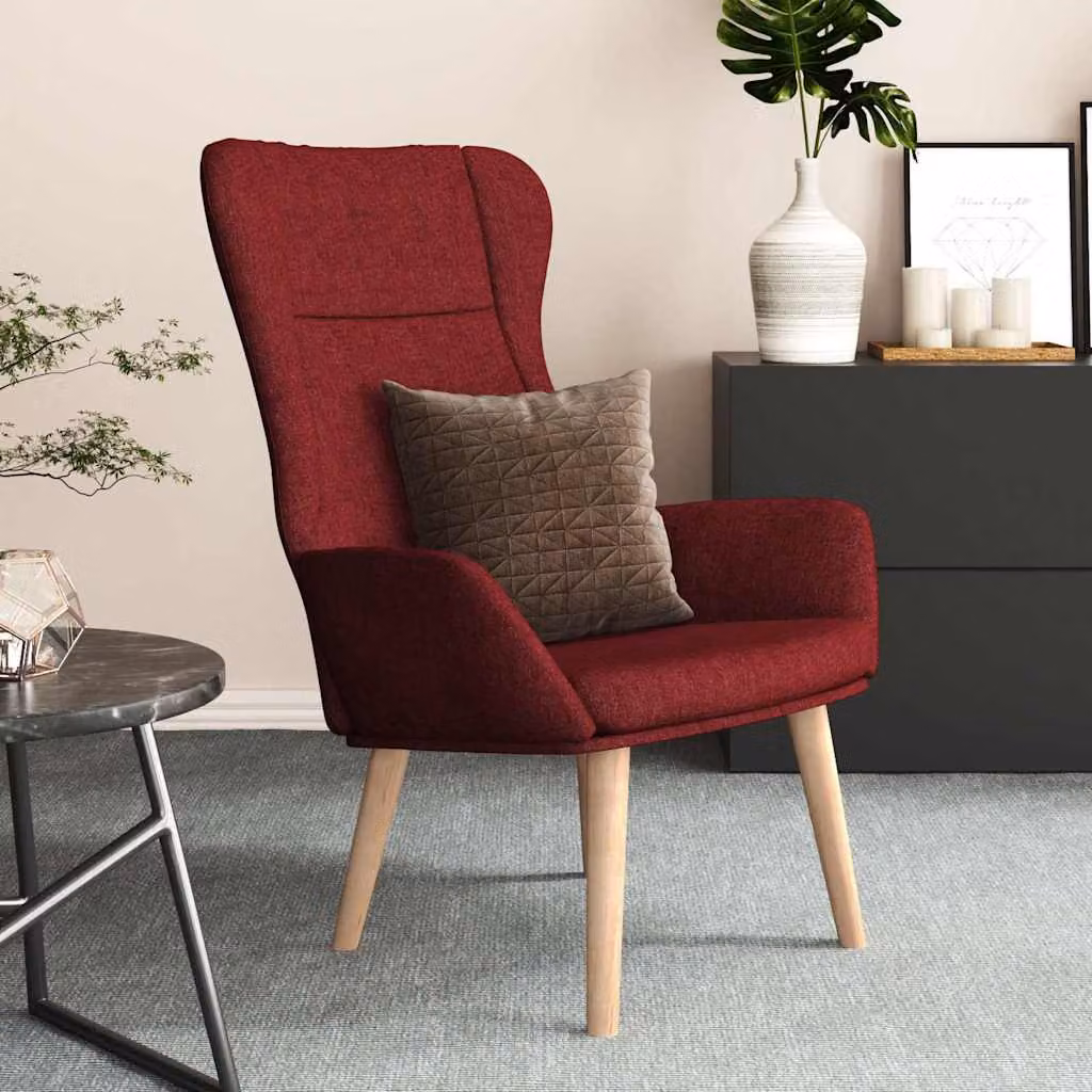 Sedia Relax vidaXL in Tessuto Rosso con Struttura in Legno e Metallo