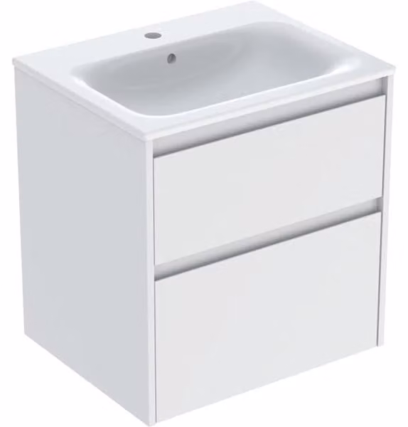 Geberit Renova Plan Ensemble lavabo pour meuble bord étroit, avec meuble sous lavabo, 2 tiroirs, 60x62,1x48cm, 504.039.00.1, 504.039.00.1