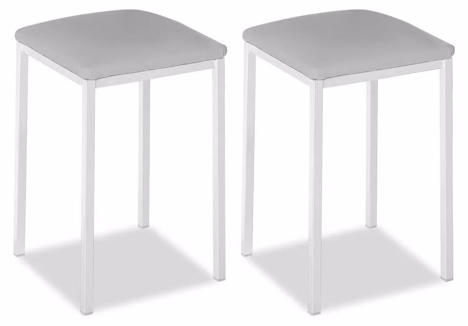 Sgabello da cucina in metallo, schienale aperto, colore grigio, dimensioni 35x35x45 cm, confezione da 2 pezzi