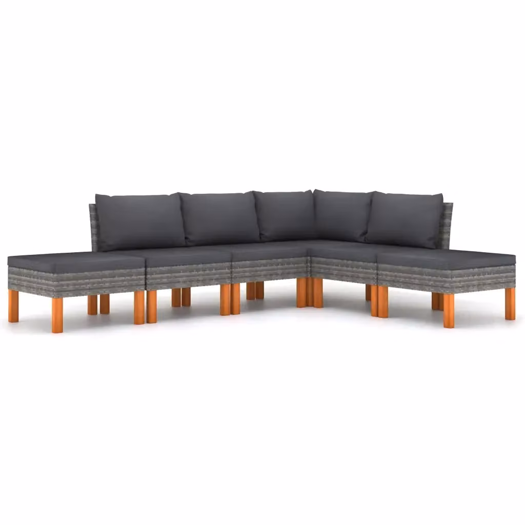 vidaXL Set Divani da Giardino a L con Cuscini, 6 Pezzi, Grigio Antracite – 2