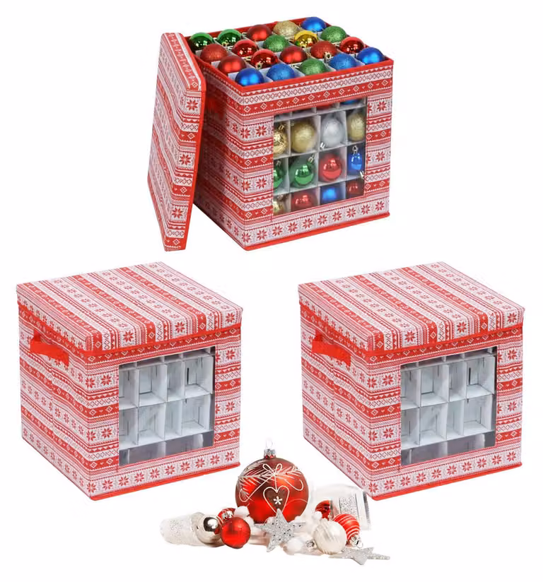 Scatole portaoggetti per palline di Natale, set da 3 con divisori