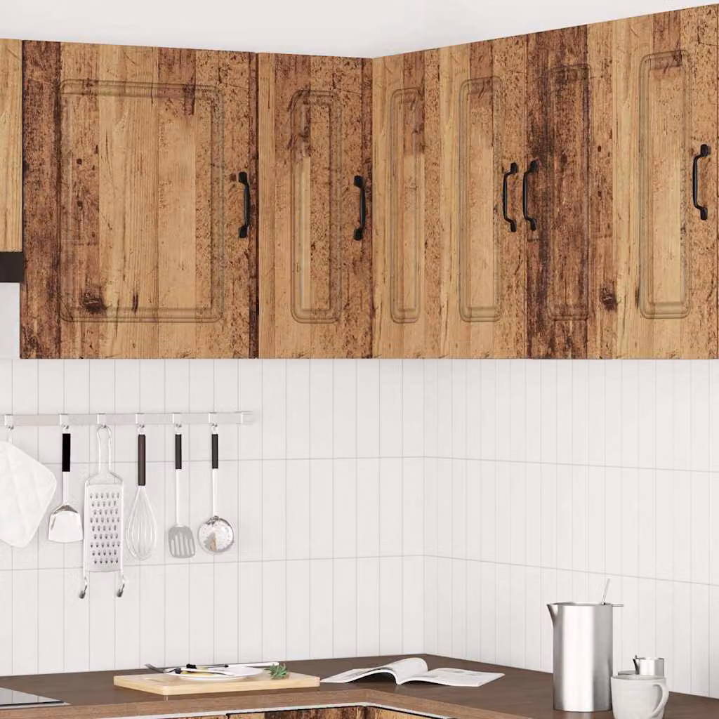 Pensile da cucina ad angolo Kalmar vidaXL in legno vecchio marrone con ante a battente