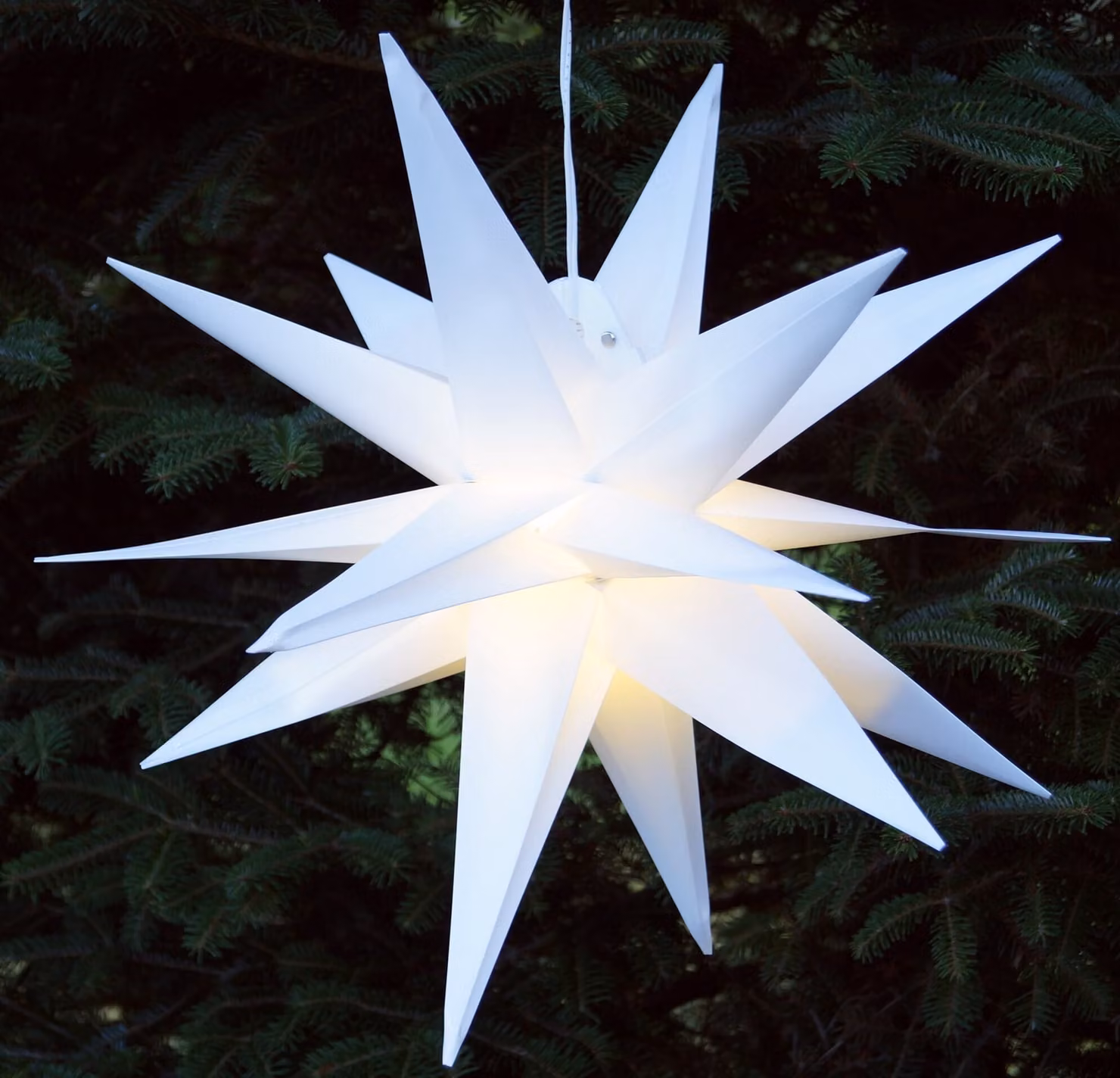 stella 3D da esterno Kaspar, stella di Natale, stella pieghevole con 18 punte incl. cavo da 7 m e lampadina LED - Ø 35 cm trasformatore bianco, plastica, stella di Natale, stella dell'Avvento