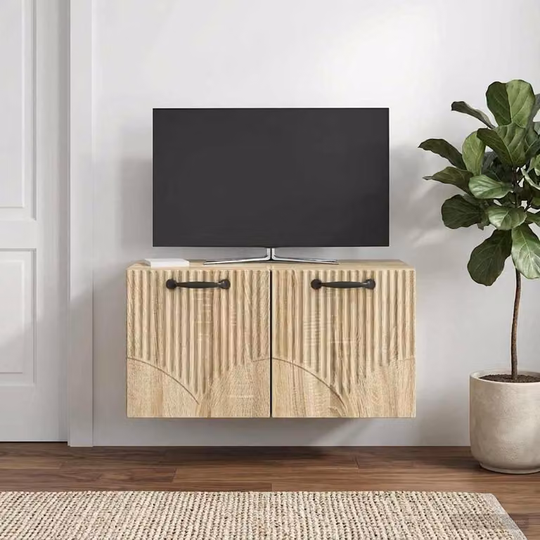 vidaXL Mobile Porta TV da Muro Moderno in Legno MDF, Colore Marrone/Beige, L 59,5 cm x P 31 cm x H 30 cm