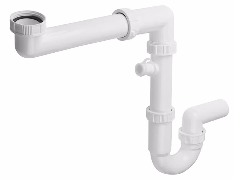Sifone per lavello salvaspazio con attacco 6/4", DN40, bianco