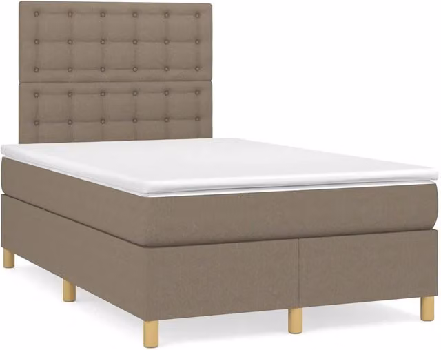 Letto a molle con materasso vidaXL in tessuto con illuminazione LED e porta USB, L/P/H: 120 x 200 x 123 cm, Grigio/Beige