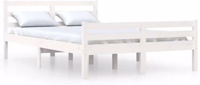 Letto matrimoniale | Letto per adulti | Giroletto Bianco in Legno Massello 150x200 cm King Size