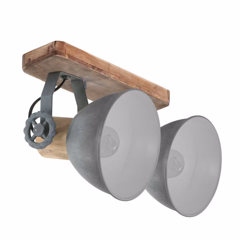 Faretto - grigio - Gearwood - legno metallo - faretto a superficie - E27 - 7969GR - Mexlite