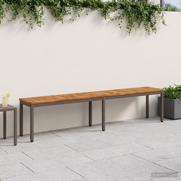 Panchina da giardino vidaXL in legno di acacia massello marrone L 201 x P 35 x H 45 cm
