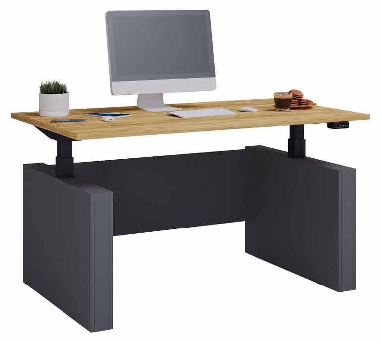 Scrivania regolabile in altezza, regolabile in continuo da 71 a 120 cm, regolazione elettrica dell'altezza, dimensioni scrivania per computer 140x80, scrivania per ufficio Salia