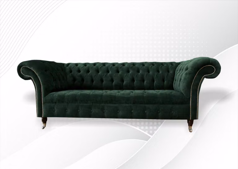 Chesterfield Grün Dreisitzer Sofa Design Couchen Polster Sofas Couch Textil