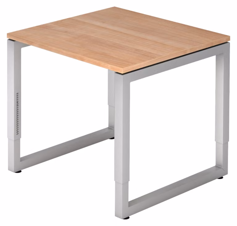 bümö Scrivania Serie-R - Struttura: argento, dimensioni: 80 x 80 cm, decorazione: noce