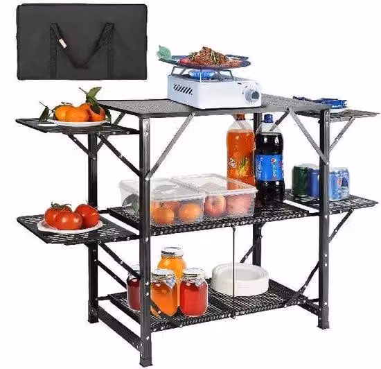 Tavolo da campeggio pieghevole in alluminio per picnic all'aperto e barbecue
