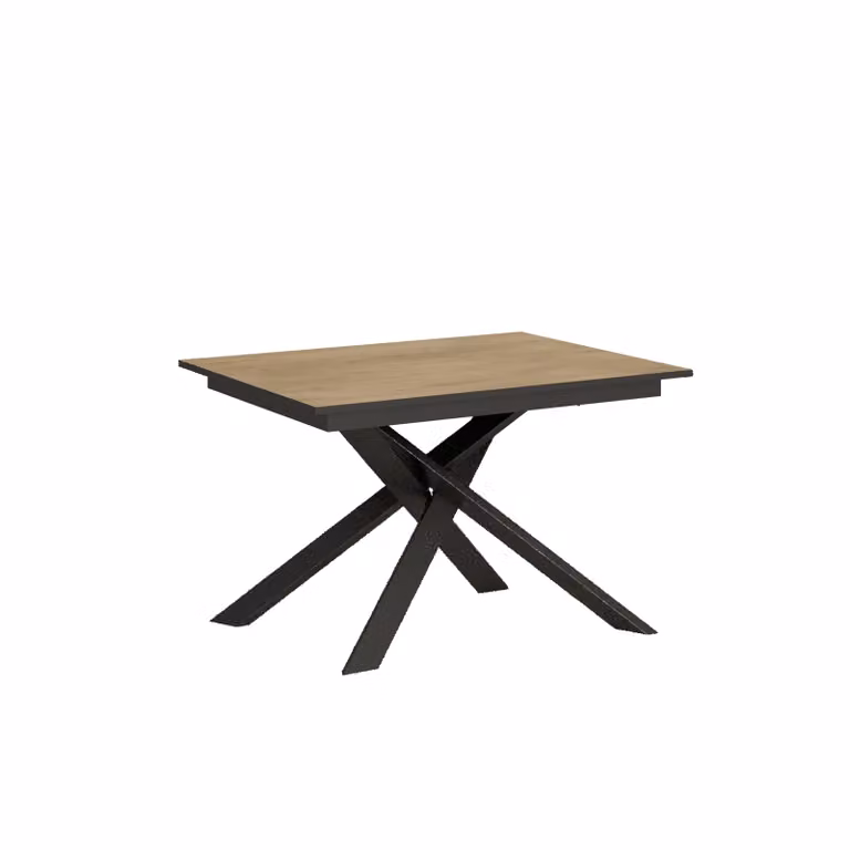 ITYHOME - Tavolo allungabile 120/180x80 cm Ganty quercia natura - bordo antracite telaio e gambe antracite