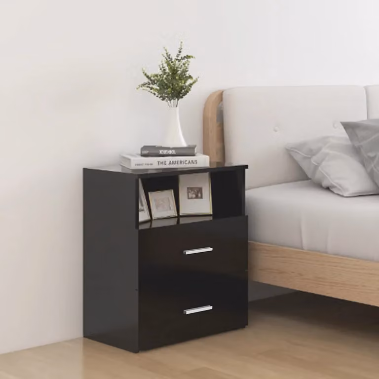 Set di 2 comodini vidaXL neri moderni da appendere al muro L/P/H: 50 x 32 x 60 cm