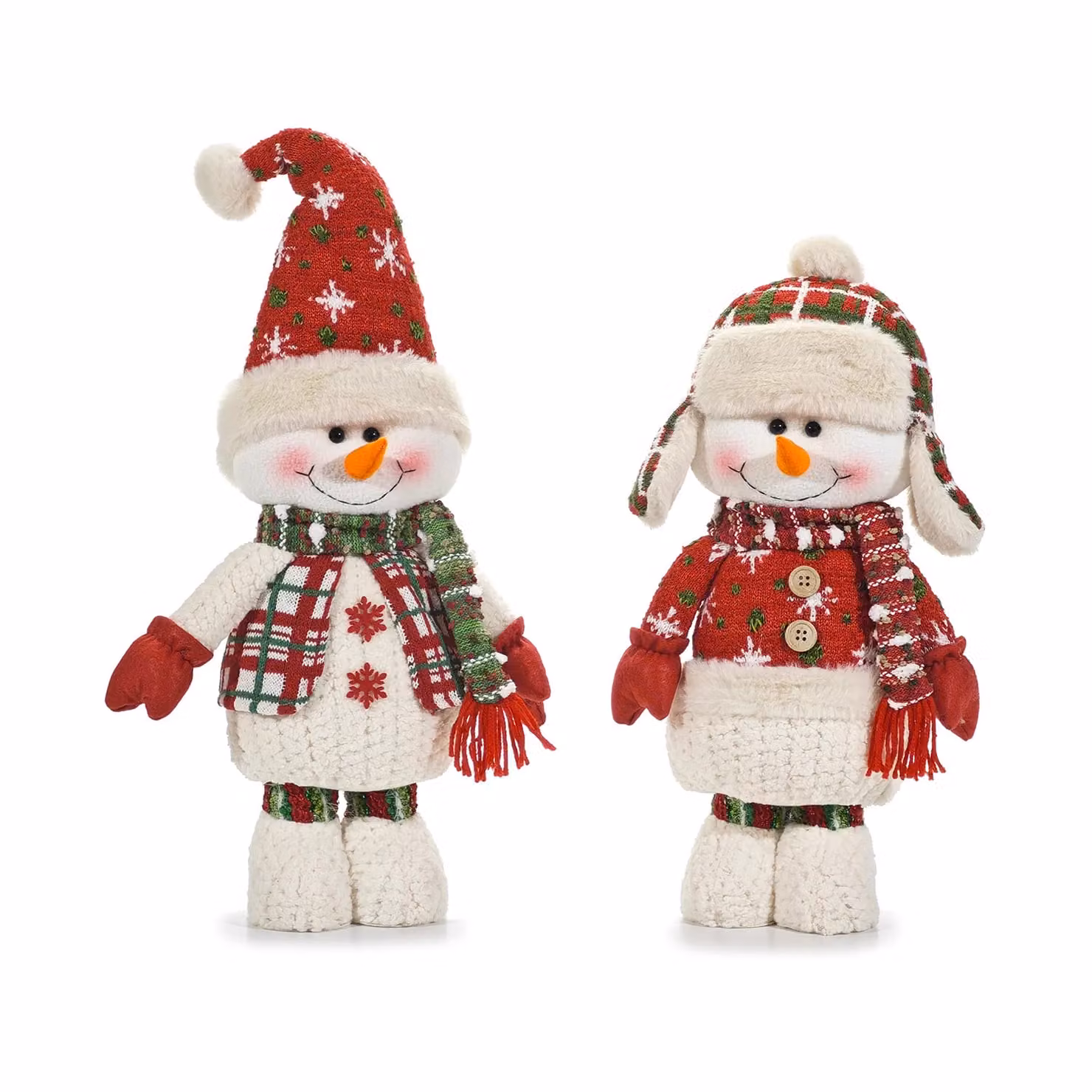 Vestiamo Casa Gran Natale Pupazzo di Neve in Tessuto Bianco per Decorazione da Tavolo, Altezza: 60 cm – 1
