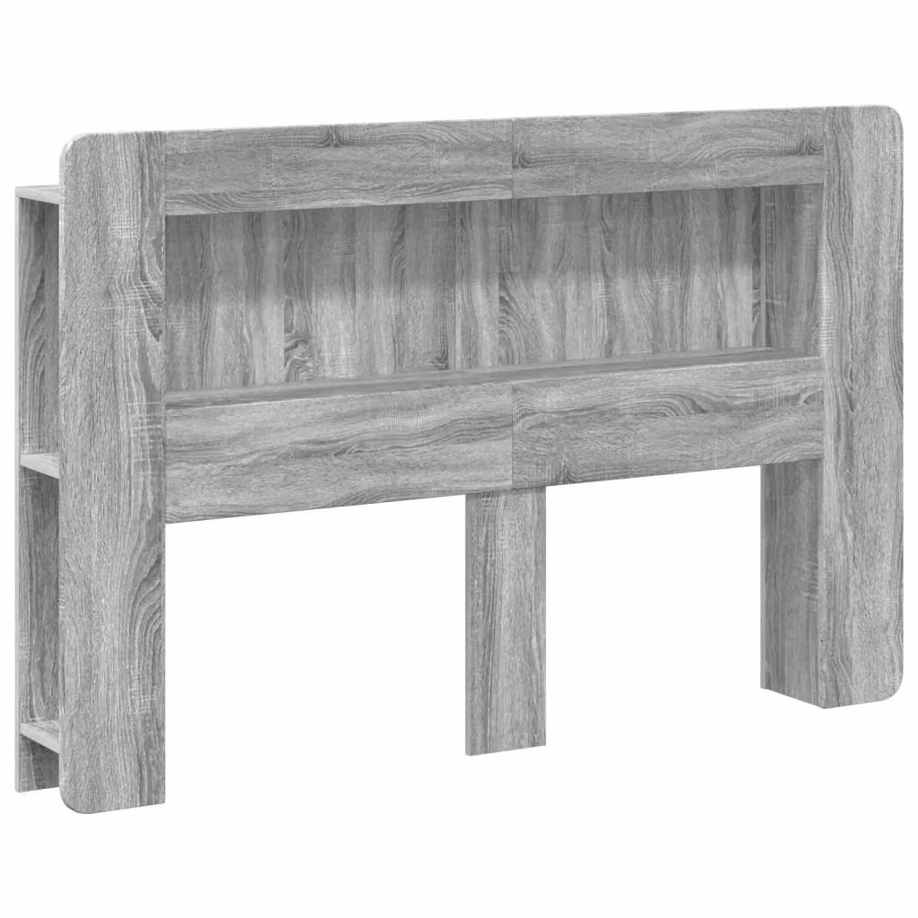 Testata del letto moderna vidaXL in legno ingegnerizzato grigio con ripiani laterali integrati L: 182 cm, H: 100 cm, P: 18,5 cm – 2