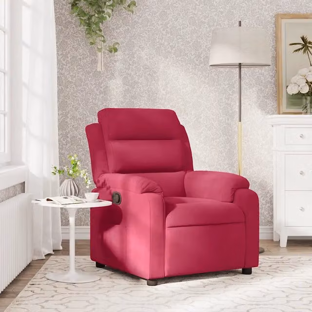 Divano Sedia-Poltrona Reclinabile Rosso Vino in Velluto 954788