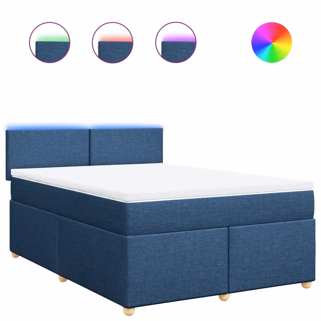 Letto con Giroletto a Molle e Materasso vidaXL, Blu e Bianco, L 160 cm x P 200 cm – 2