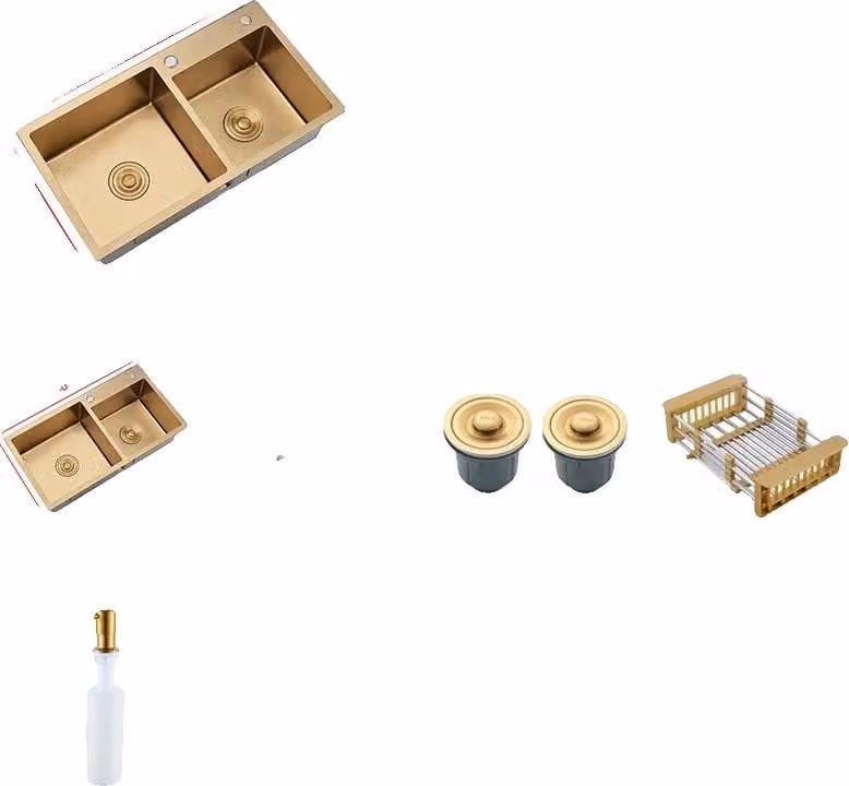 Lavello da cucina, doppia vasca, installazione da appoggio, 80x45cm A