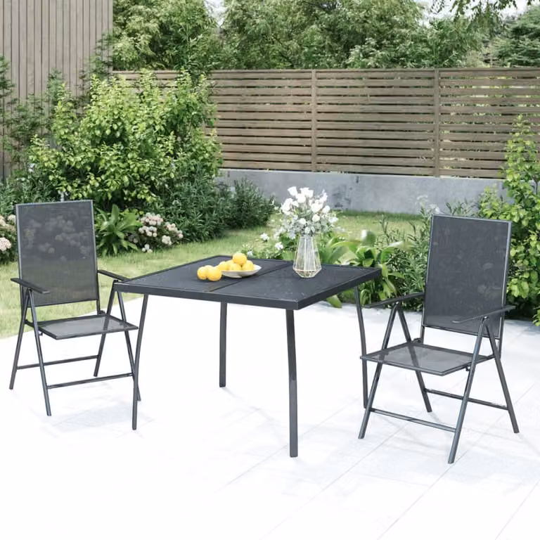 Maison Exclusive - Set da pranzo da giardino a 3 pezzi in acciaio antracite