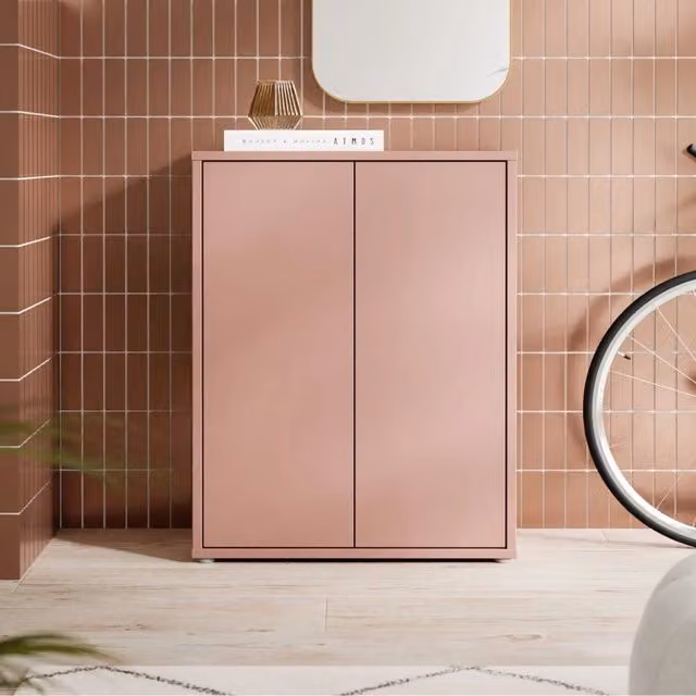 Mobile multiuso Medea Veriaffari con 2 ante e 4 ripiani colore terracotta, L: 74.5 cm, P: 34.9 cm, H: 99.1 cm