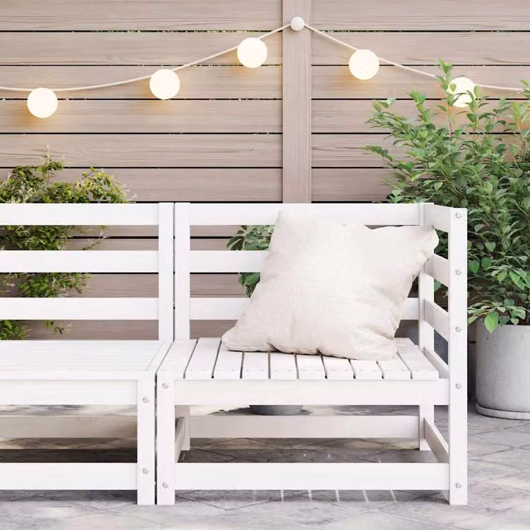 vidaXL Divano Angolare da Giardino Moderno in Legno di Pino Bianco con Cuscini