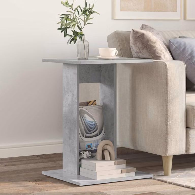 vidaXL Tavolo laterale moderno in stile pietra grigio L/P/H: 45 x 40 x 62,5 cm