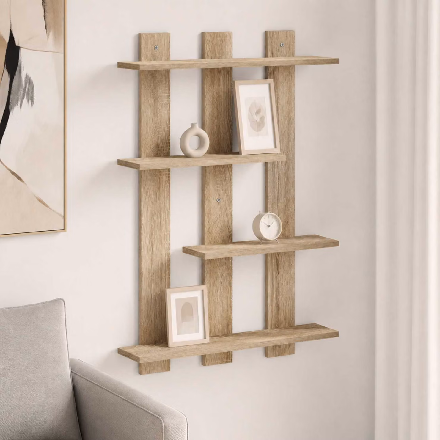 Scaffale da parete moderno vidaXL in Rovere Sonoma, L: 61 cm, P: 13,5 cm, H: 88 cm
