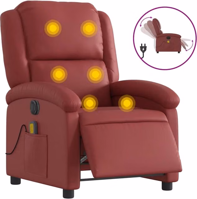 Poltrona Massaggiante | Sedia Relax Reclinabile Rosso Vino in Similpelle