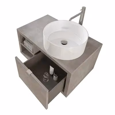 Mobile bagno sospeso INBAGNO grigio opaco con cassetto e vano a giorno, larghezza: 80 cm – 2