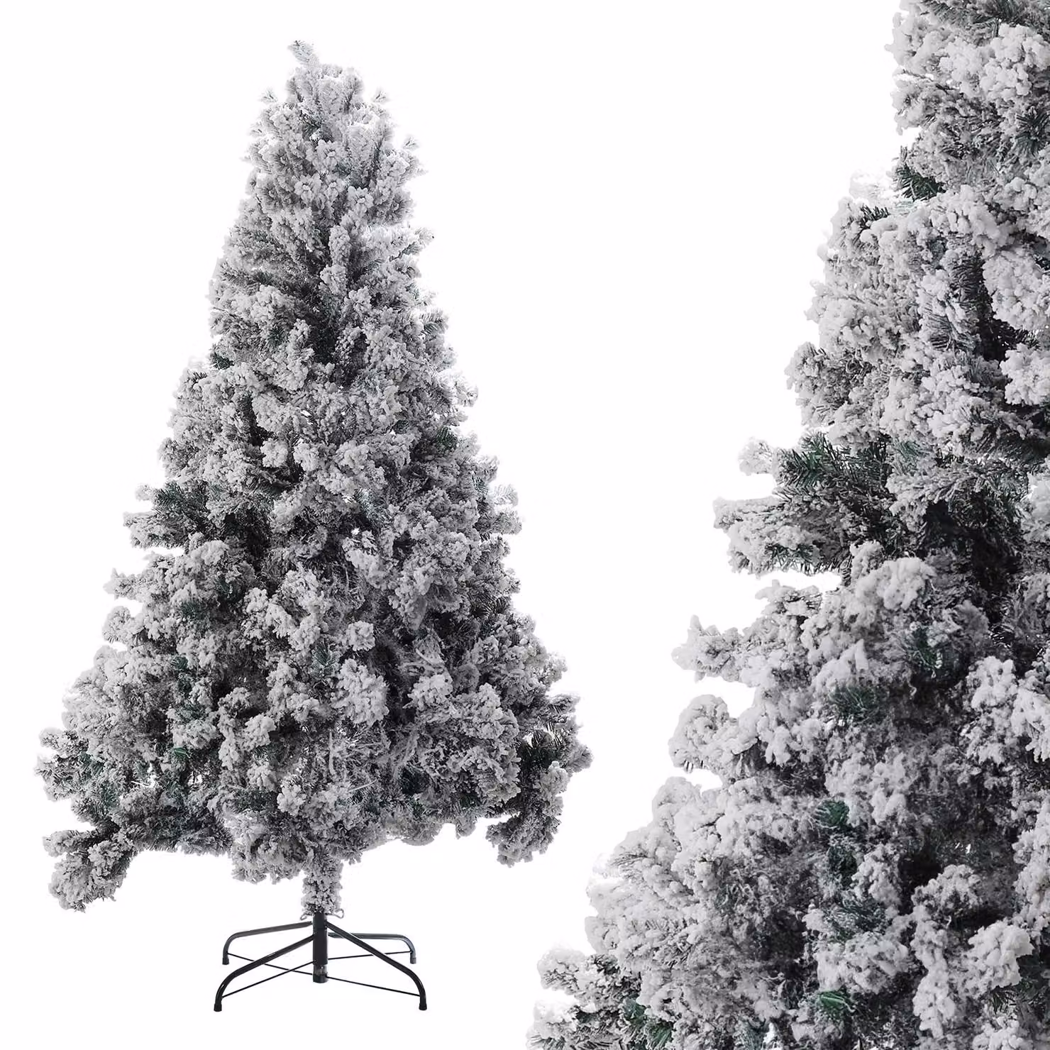 Albero di Natale Ikodm, 210 cm, abete artificiale con 400 LED, 1200 punte, albero di plastica con 8 modalità di illuminazione e supporto in metallo