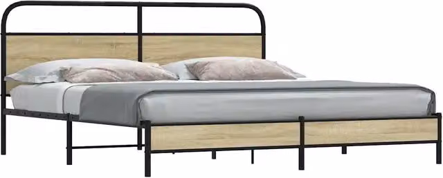 Giroletto senza Materasso in Metallo-Struttura Letto Rovere Sonoma 200x200 cm 148815
