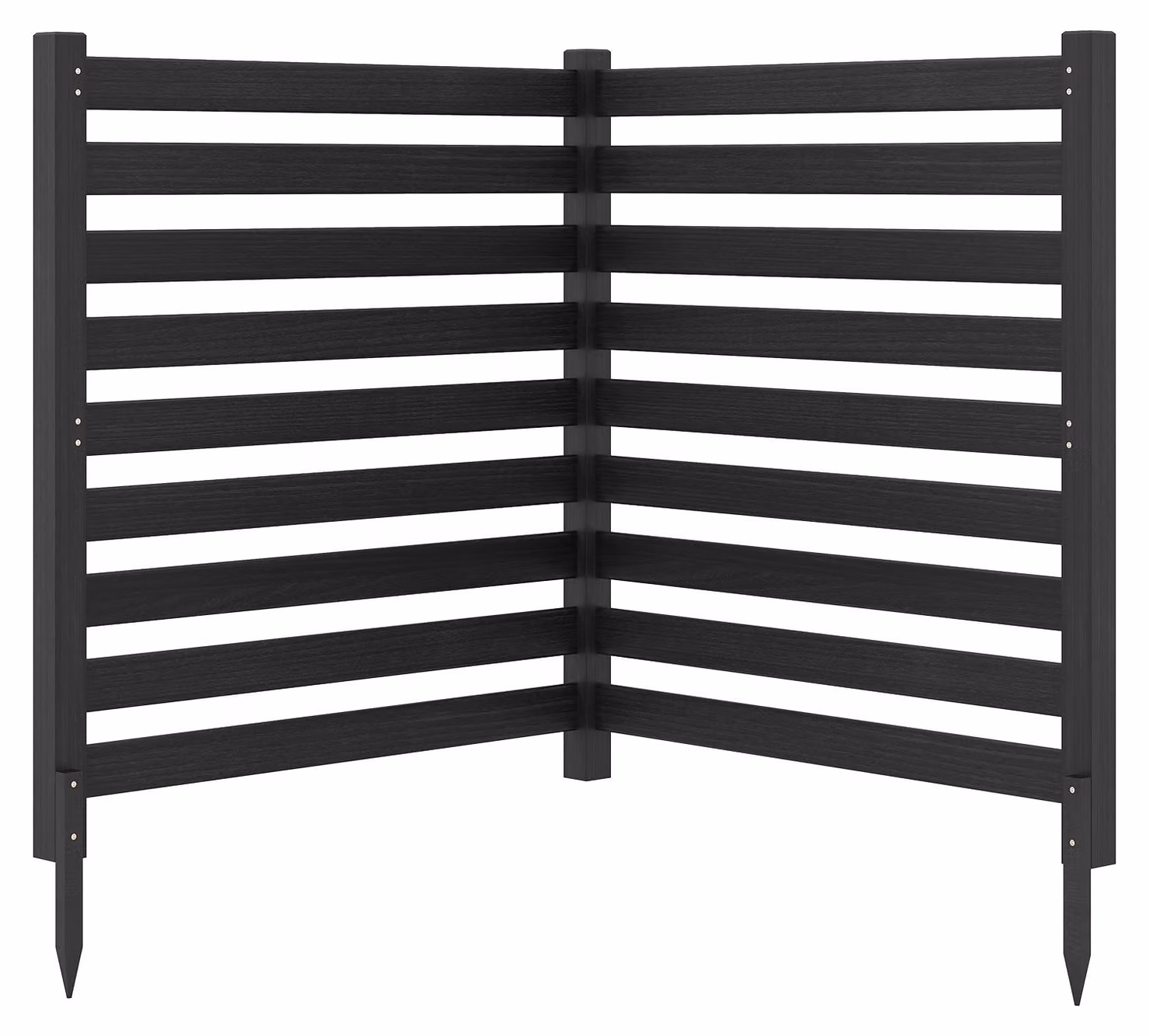 COSTWAY Recinzione da giardino in 2 pezzi, recinzione 98x107 cm con 3 pali in legno, recinzione frangivista in legno di abete, recinzione a lamelle da infilare, recinzione frangivista autoportante nera