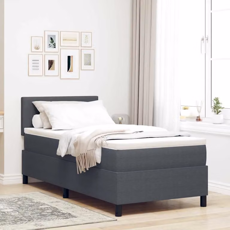 Letto a molle con testiera vidaXL Grigio e Bianco L/P/H: 190 x 90 x 40 cm