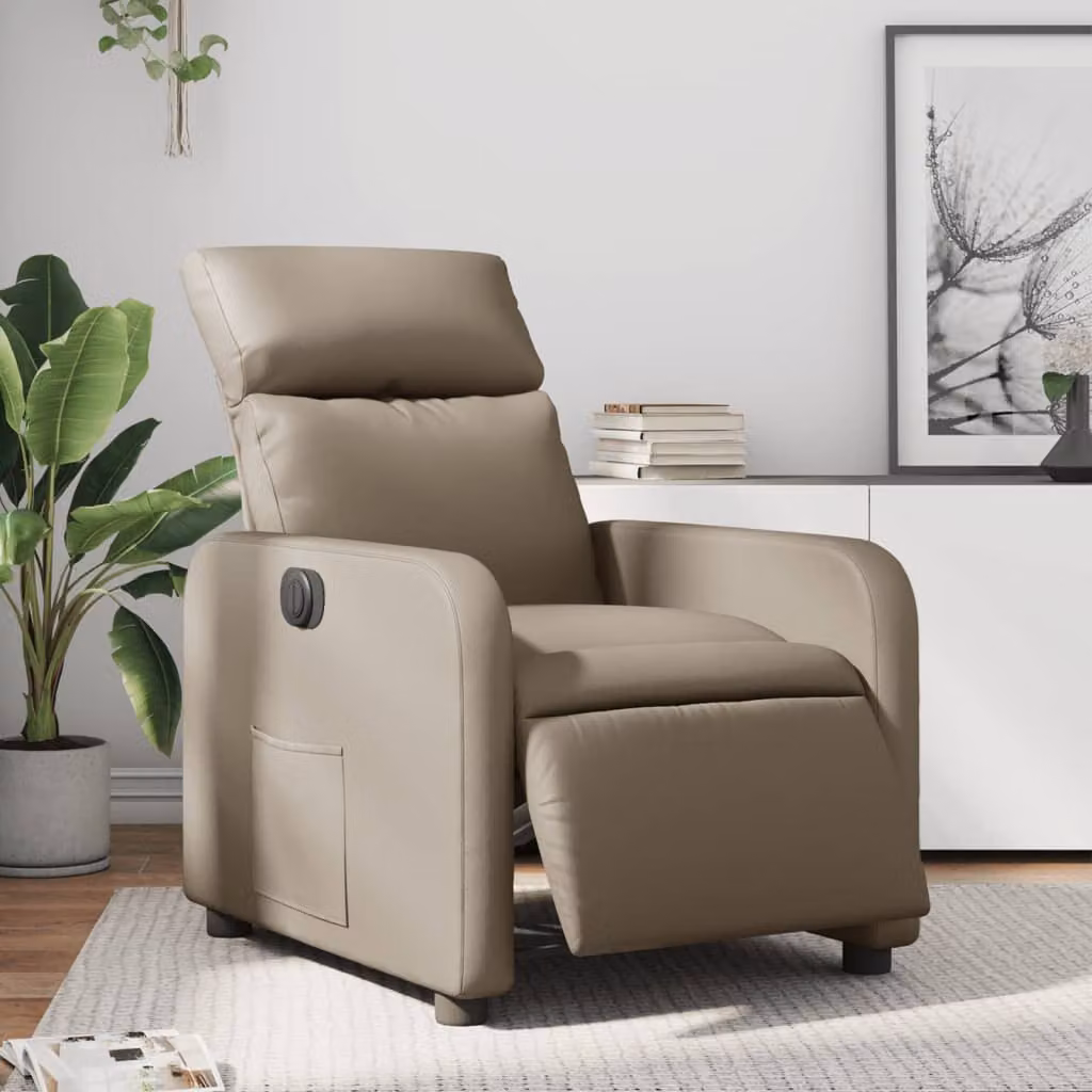 vidaXL Poltrona Reclinabile Elettrica in Similpelle Beige e Marrone con Braccioli