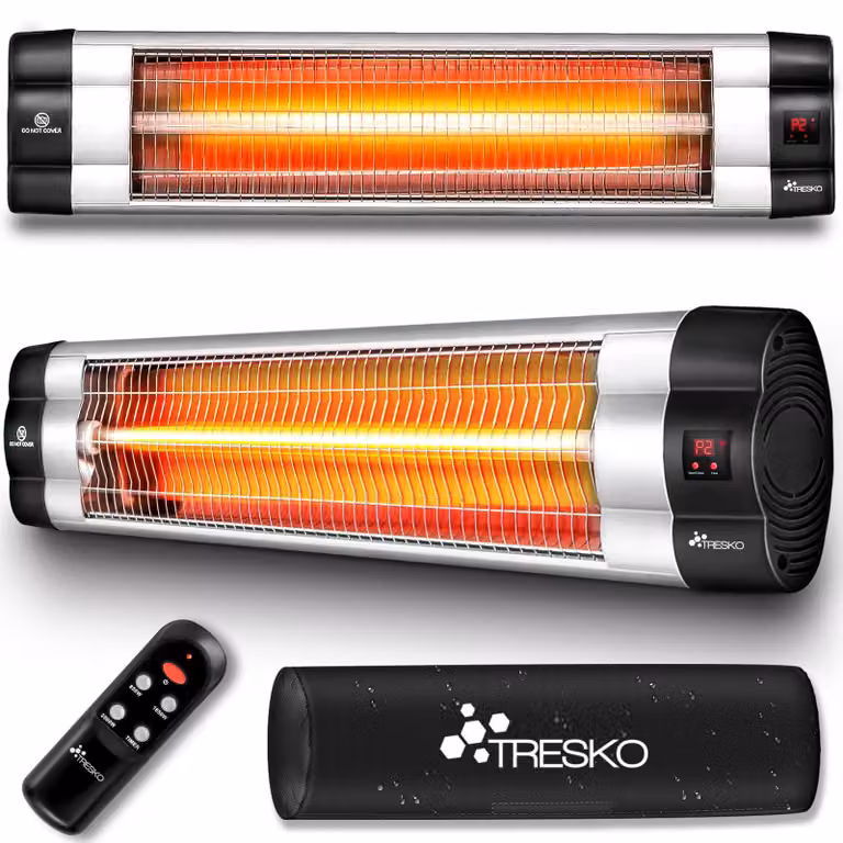 Riscaldatore a infrarossi da parete - Potenza: 2500 Watt - Alluminio - Argento - Lampada al quarzo