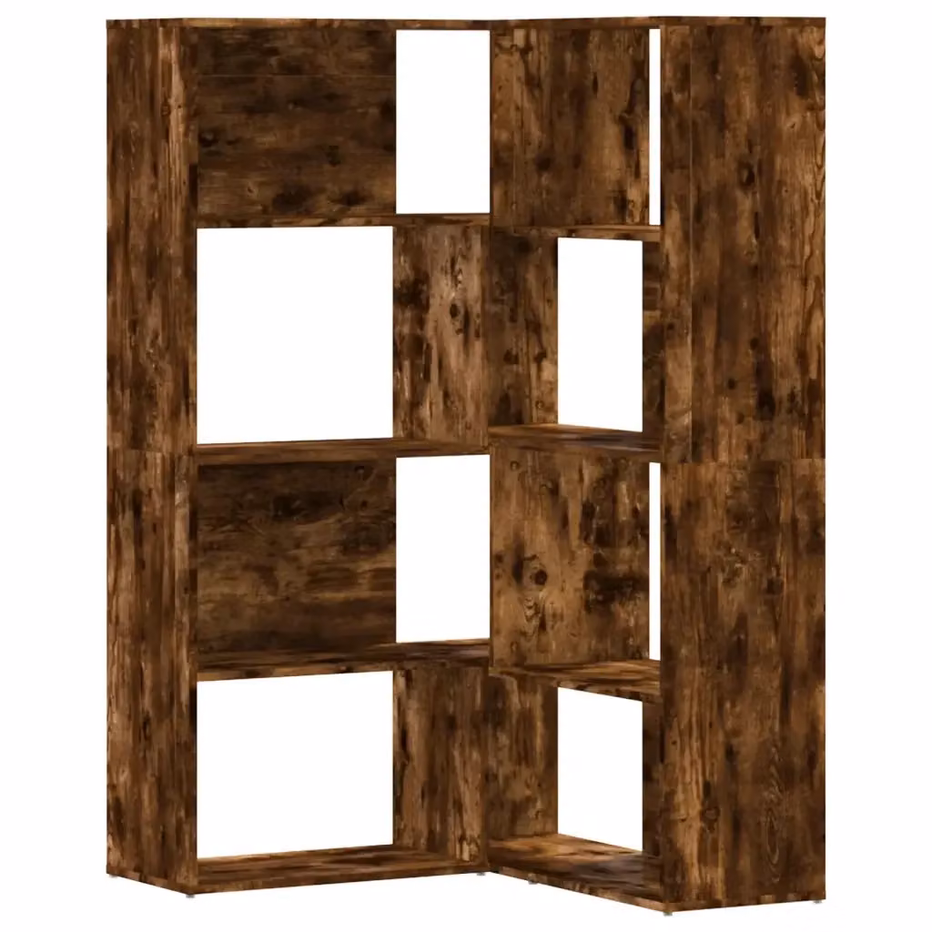 Libreria Angolare Moderna vidaXL con 4 Ripiani in Rovere Marrone, L 85 cm x P 85 cm x H 140 cm – 2