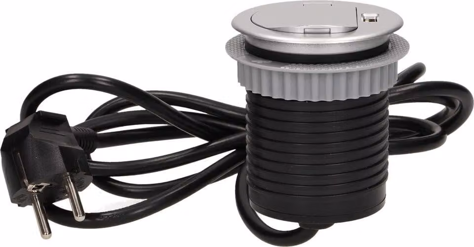 Presa da incasso ORNO OR-AE-1373 230V + USB ricaricabile, argento, cavo 1,8m