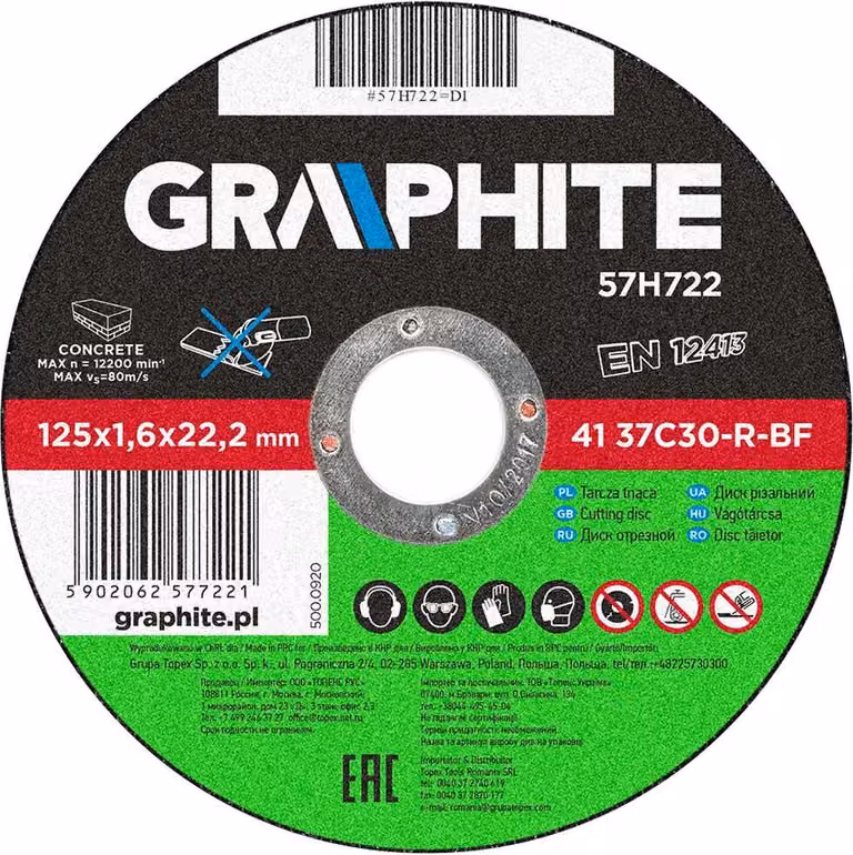 GRAFITE Mola in pietra 125 x 1,6 x 22,2 mm, 41 37C30-R-BF