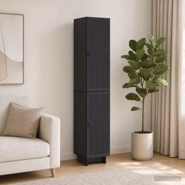 Set di mobili moderni vidaXL composto da lowboard, pensile e unità alta in MDF nero opaco per soggiorno o ufficio in casa