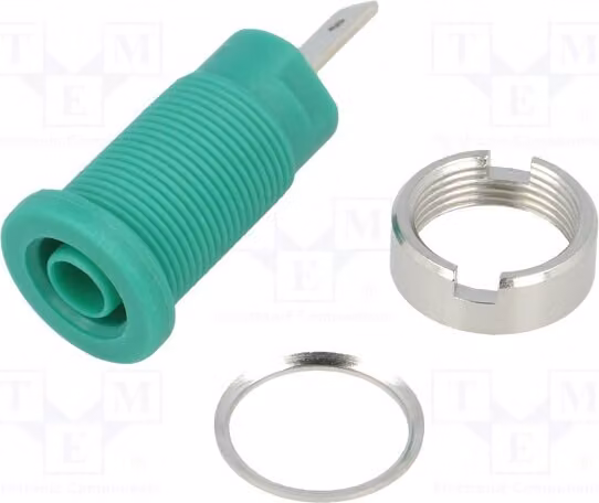 1 connettore a banana da 24A, 24,5 mm, verde, con terminali a banana da 4 mm, 1000 VDC, placcato in nichel, modello FCR73575B