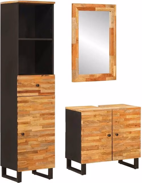 Set da Bagno con cassetto Naturale Legno di mango massello 3310103