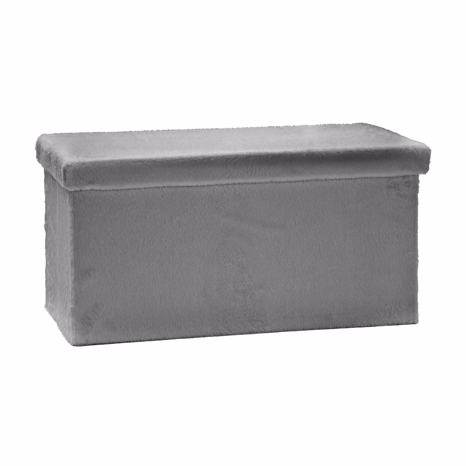 VESTIAMO CASA Pouf Contenitore in Pelliccia Sintetica Grigio L: 76 cm, P: 76 cm, H: 38 cm – 1
