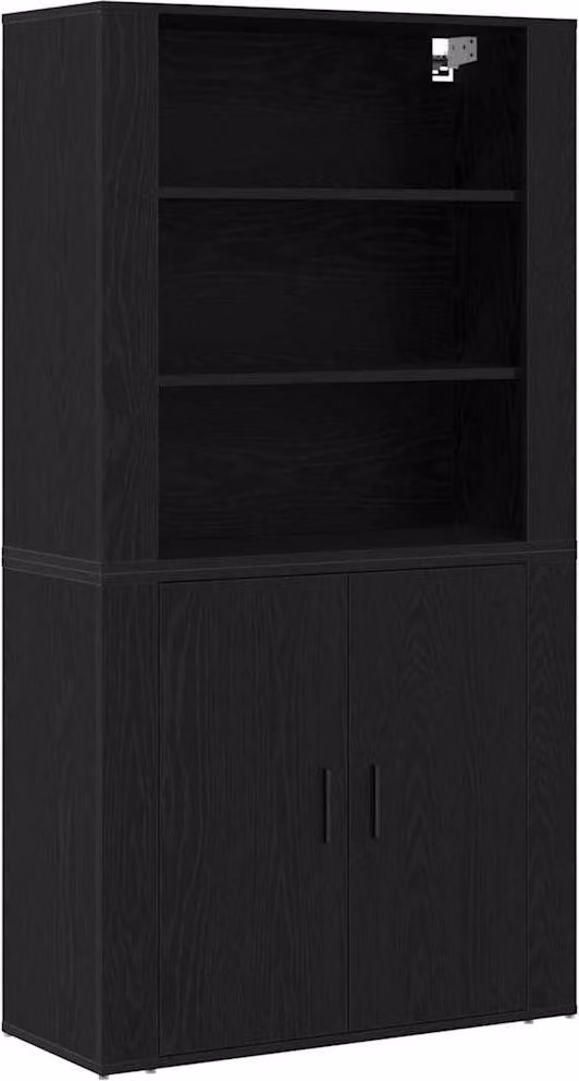 Credenza Rovere Nero 80 x 33 x 150 cm Legno multistrato